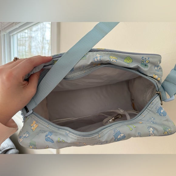 VTG 90s Y2K Insulated Diaper Bottle Bag Gerber Baby w/ Changing Pad Blue Animals - Picture 7 of 16